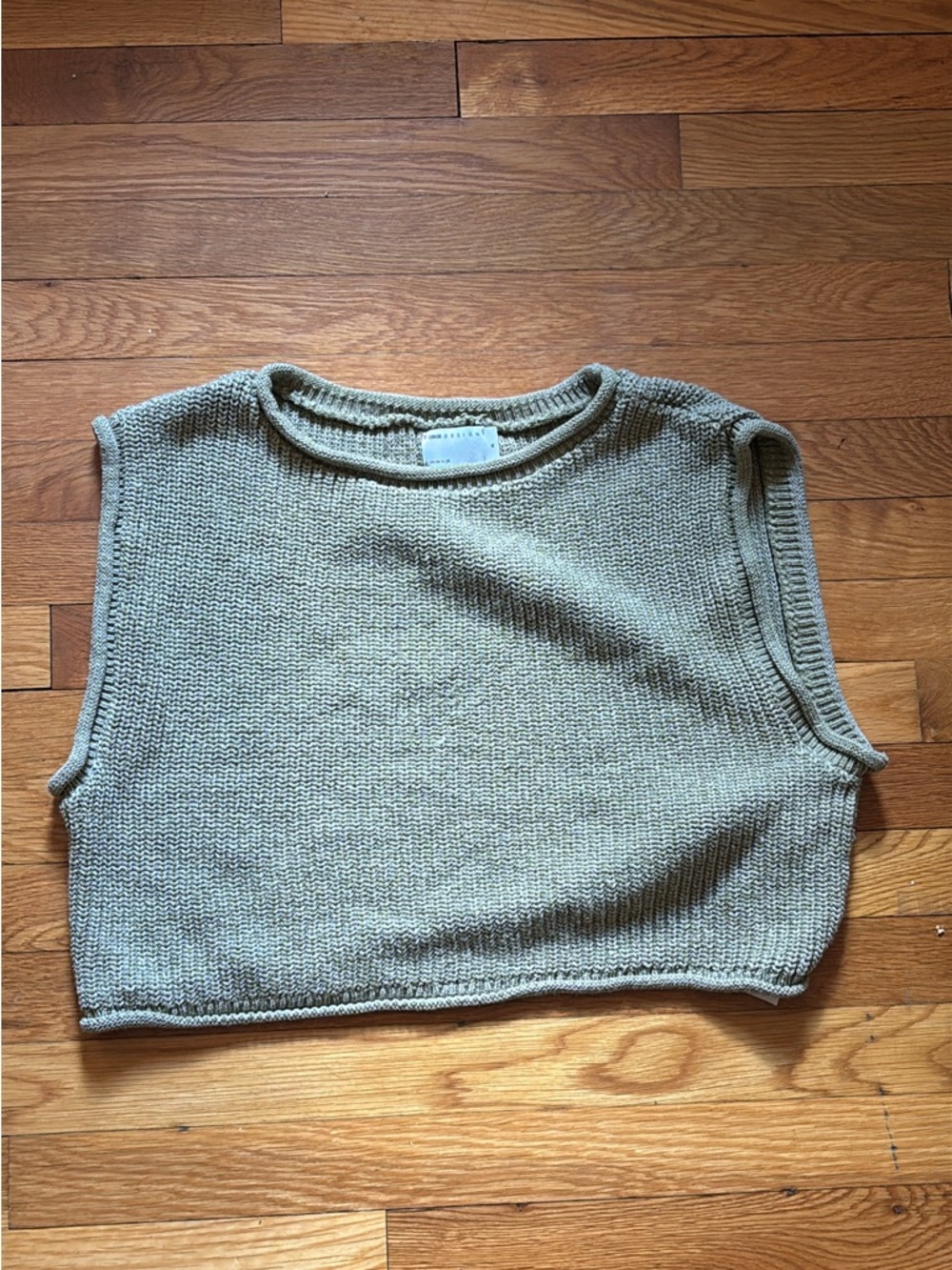 ASOS Cropped Knit Tank Top in Light Khaki